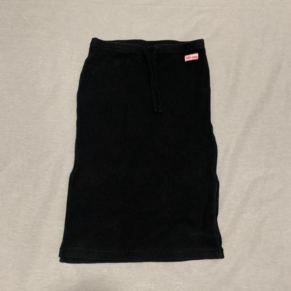 Old Navy Vintage 2003 Black Ribbed Drawstring Skirt Y2K Size 4 Fits Like 0
